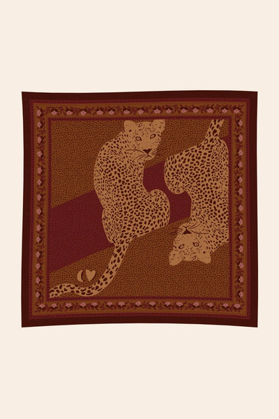 Petit Foulard Coton Léopards Camel