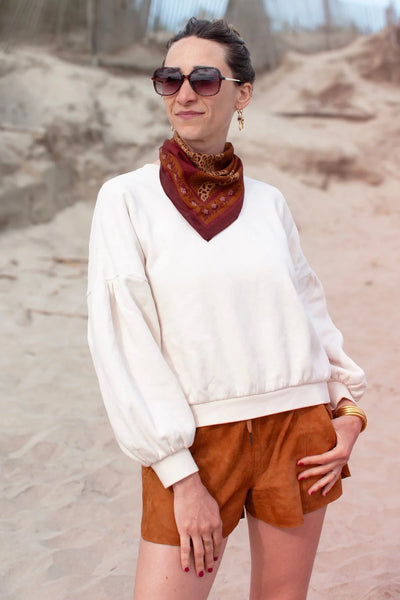 Petit Foulard Coton Léopards Camel