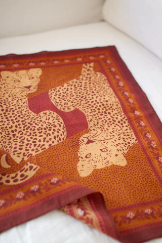 Petit Foulard Coton Léopards Camel