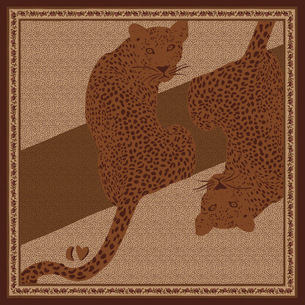 Petit Foulard Coton Léopards Crème