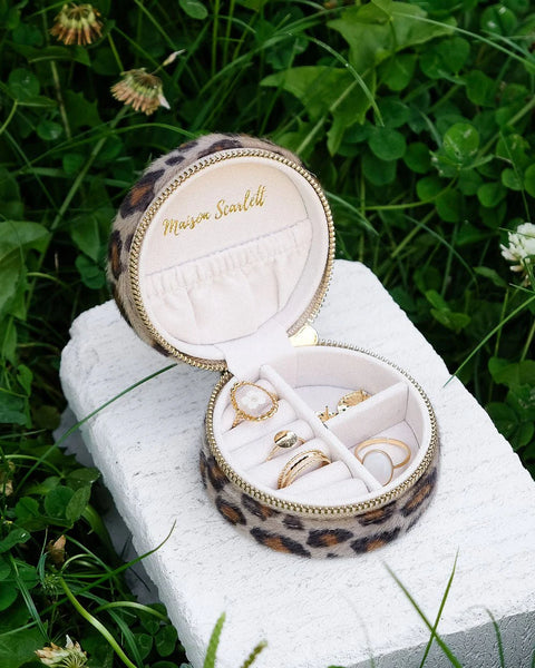 Petite Boîte à Bijoux Yvonne - Velours Léopard