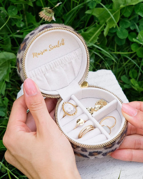 Petite Boîte à Bijoux Yvonne - Velours Léopard