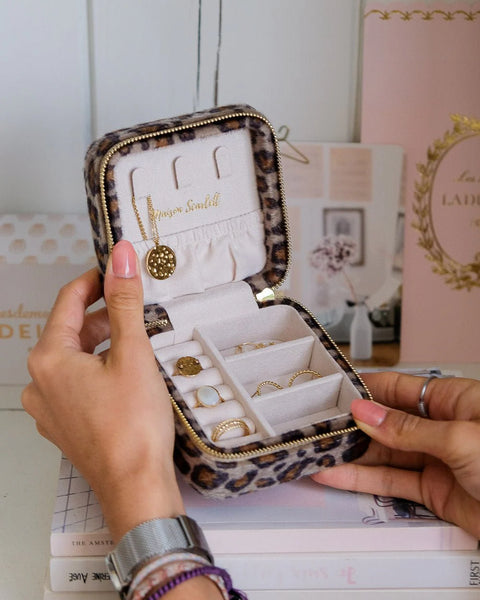 Boîte à Bijoux Corinne - Velours Léopard