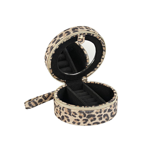 Boîte à Bijoux Ronde avec Miroir - Léopard