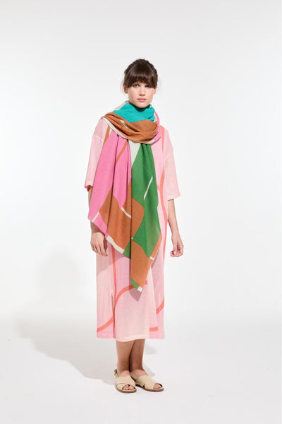 Foulard de Coton Liane Vert Rose