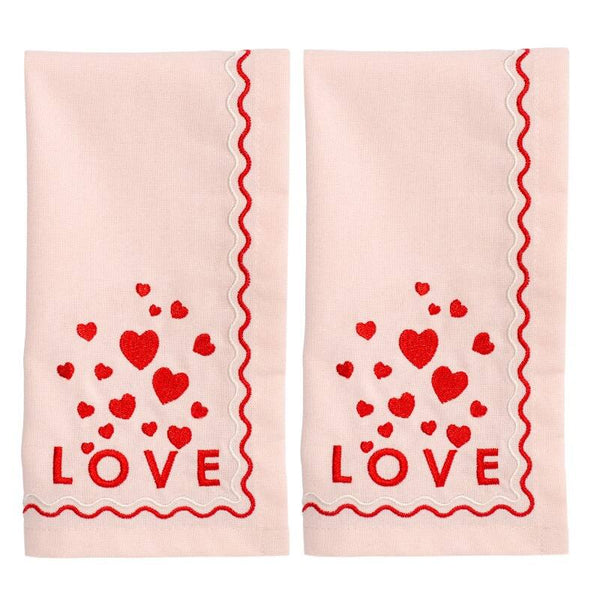 Serviettes en Coton Brodées Love