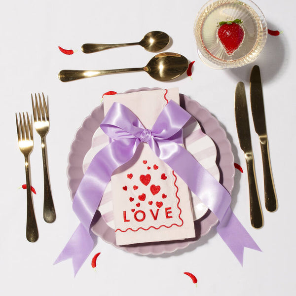 Serviettes en Coton Brodées Love