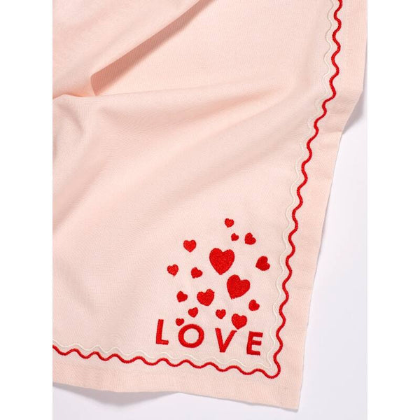Serviettes en Coton Brodées Love