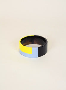 Bracelet large en laque bicolore Jaune/Bleu