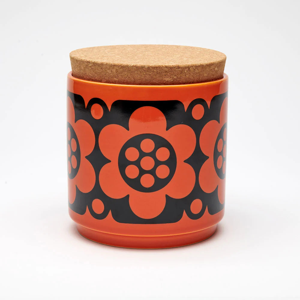 Petit Pot avec couvercle Geo Flower Orange