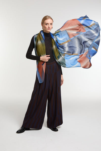 Echarpe de Laine Mystique Bleu Vert
