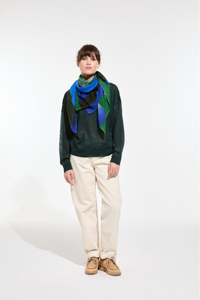 Carré de Coton & Soie Nuance Bleu