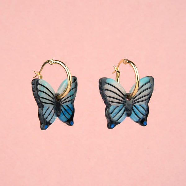 Boucles d'oreilles Papillon Bleu