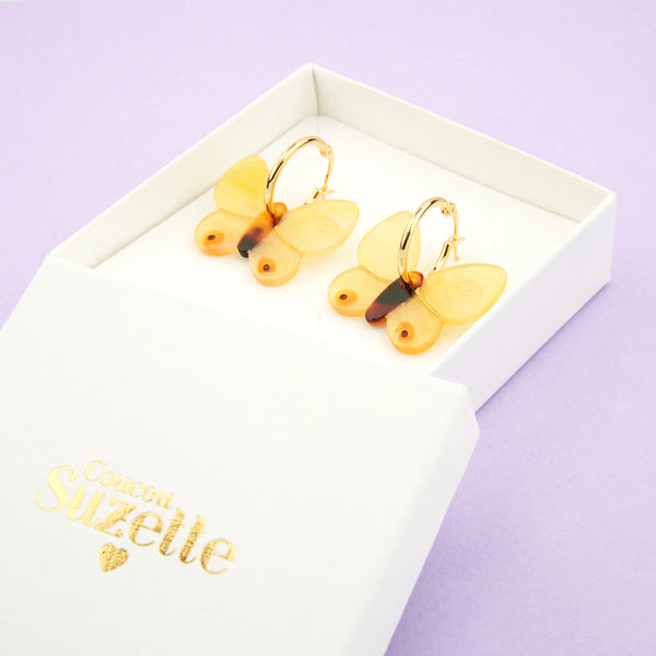 Boucles d'oreilles Papillon Jaune