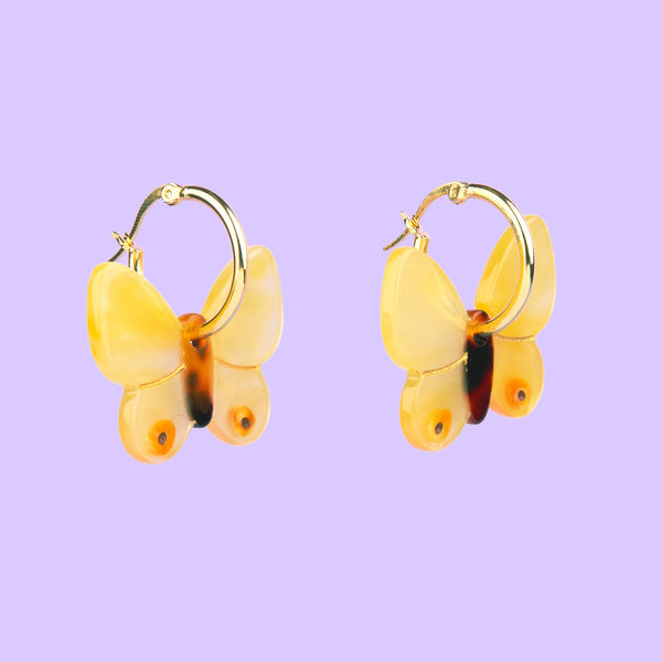 Boucles d'oreilles Papillon Jaune