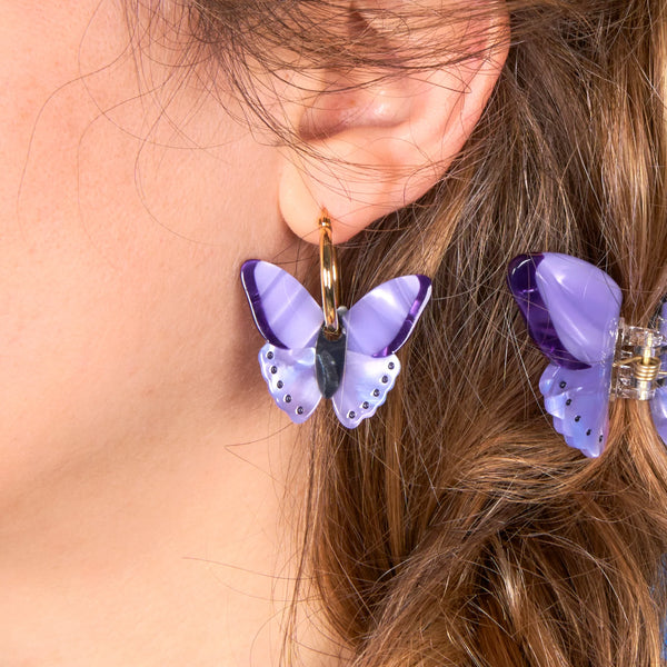 Boucles d'oreilles Papillon Mauve