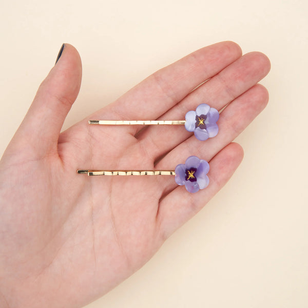 Duo de Barrettes Fines Pensées