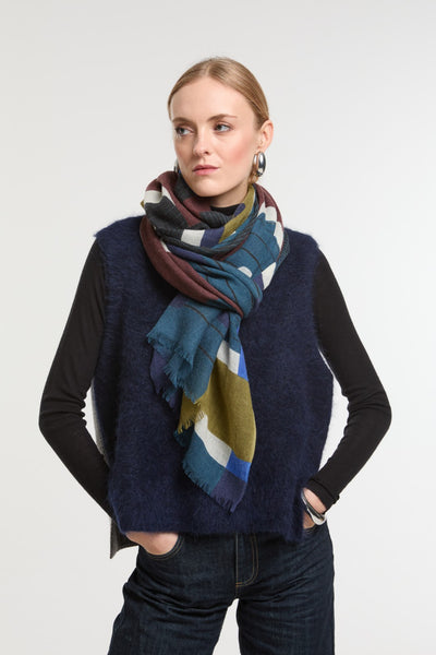 Echarpe de Laine Petra Bleu