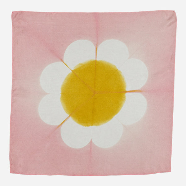 Carré Bandana Soie MARGUERITE - Pink/Anis