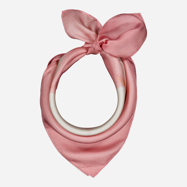Carré Bandana Soie MARGUERITE - Pink/Anis