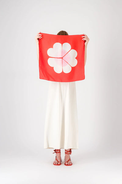 Carré Bandana Soie MARGUERITE - Pink/Coral
