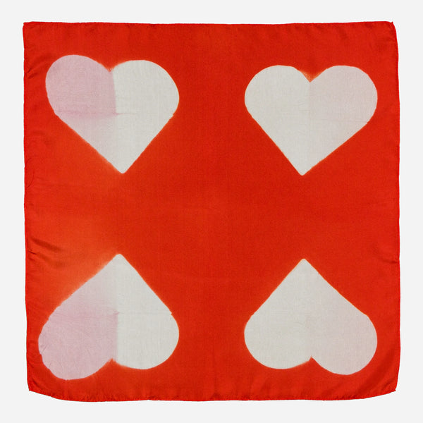 Carré Bandana Soie LOVE - Pink/Coral