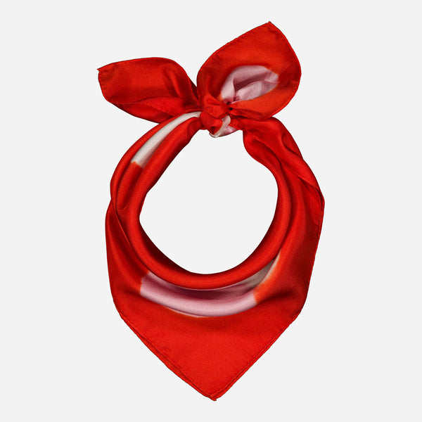 Carré Bandana Soie LOVE - Pink/Coral