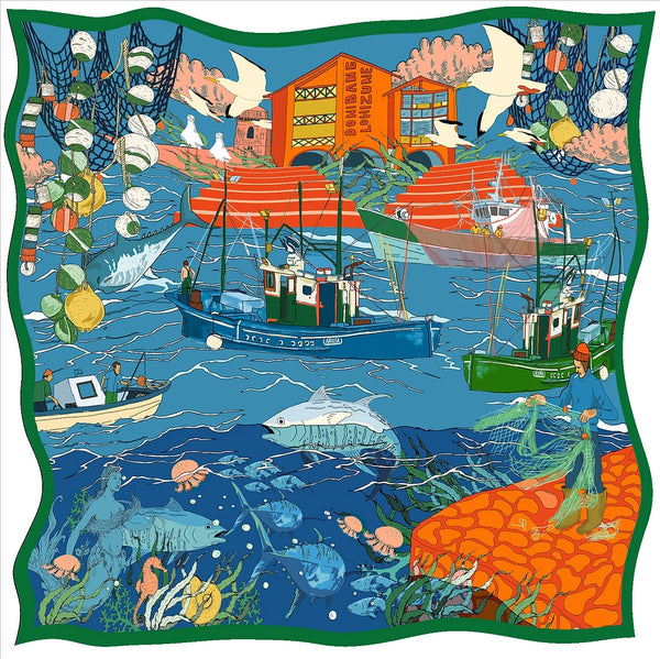 Carré de soie Bandana Port de Pêche
