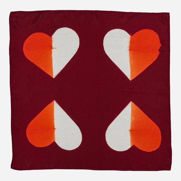 Carré Bandana Soie LOVE - Kyoto Red/Coral