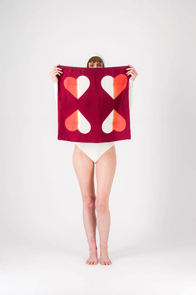 Carré Bandana Soie LOVE - Kyoto Red/Coral