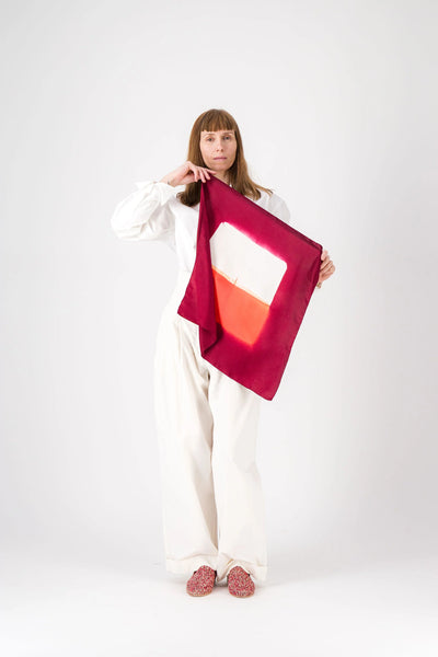 Carré Bandana Soie CONTRASTE - Kyoto Red/Coral