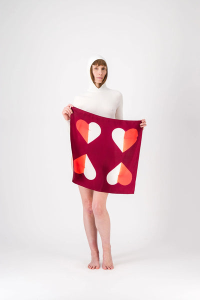 Carré Bandana Soie LOVE - Kyoto Red/Coral