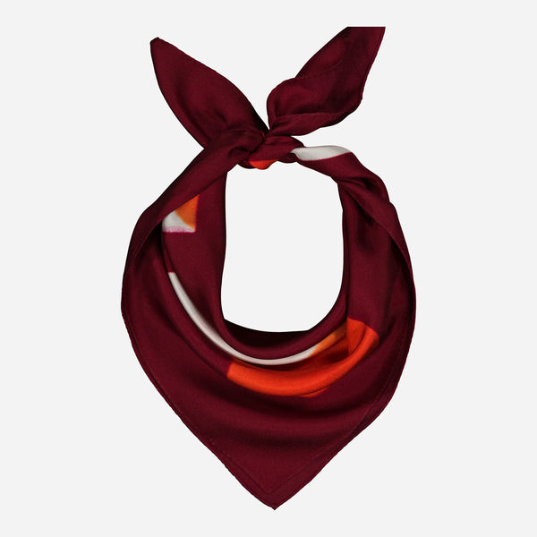 Carré Bandana Soie LOVE - Kyoto Red/Coral