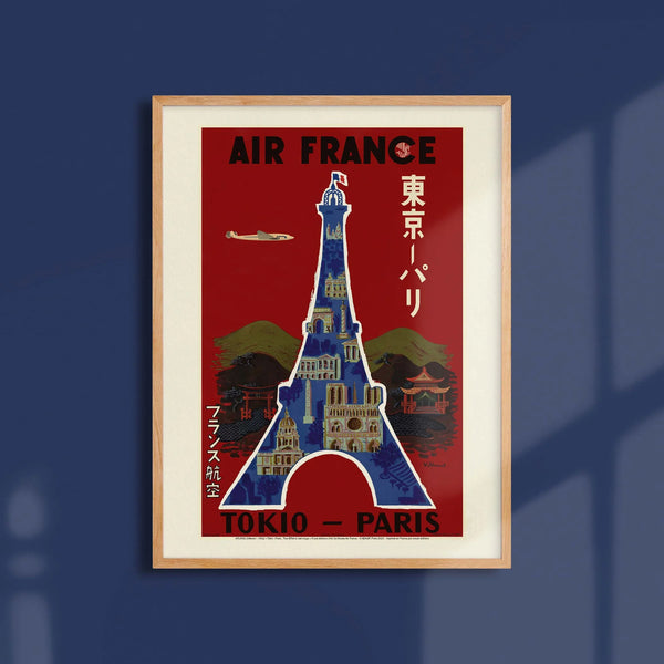 Affiche Tokio - Paris - Air France