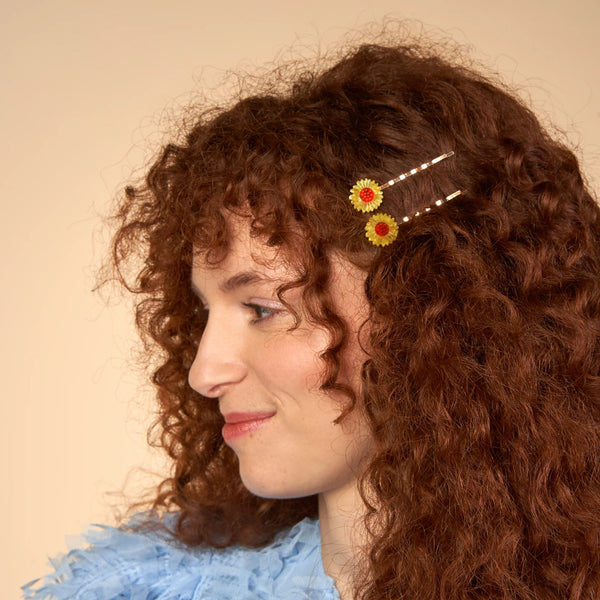 Duo de Barrettes Fines Tournesols