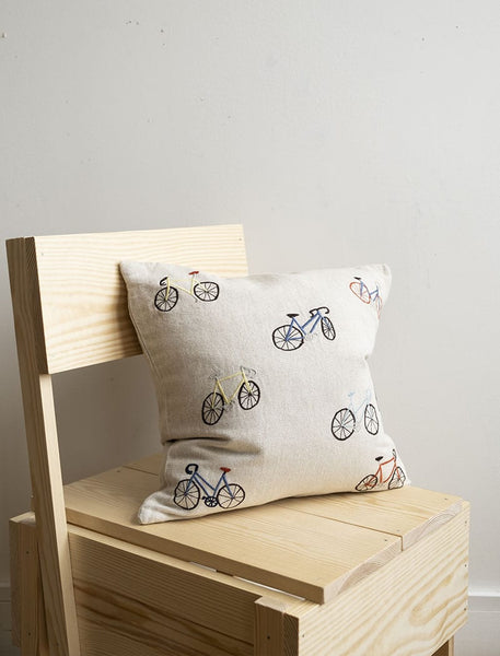Coussin Brodé Vélo