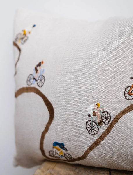 Coussin Brodé Vélo