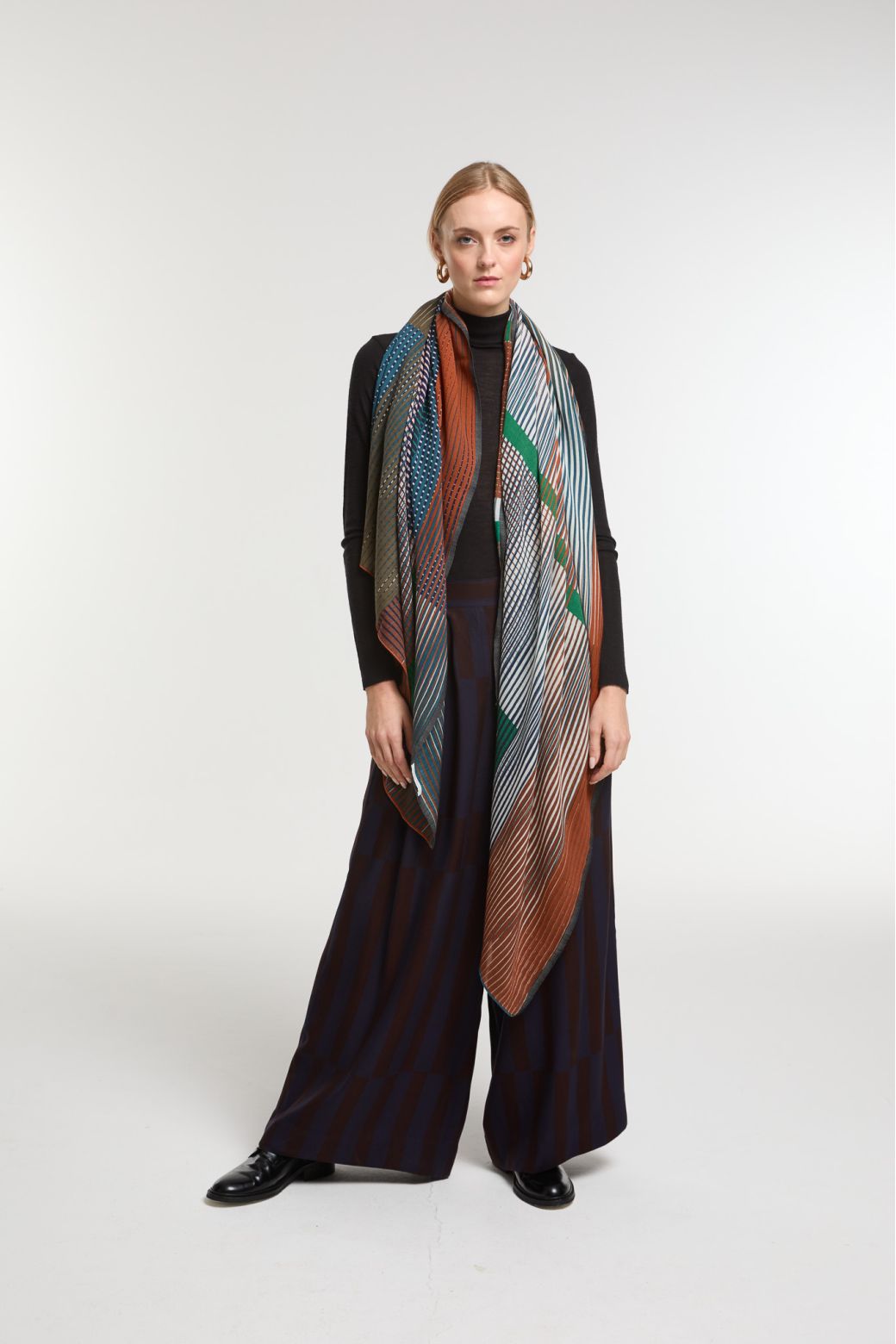 Echarpe de Laine Vibrant Brun