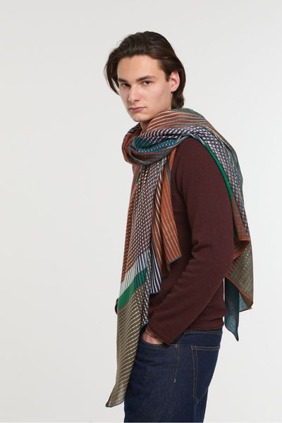 Echarpe de Laine Vibrant Brun