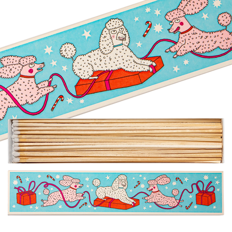 Boîte d'Allumettes Longues Christmas Dogs