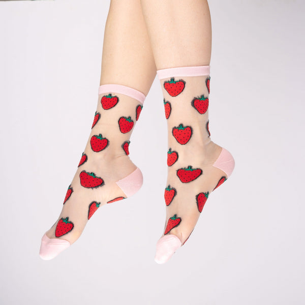 Chaussettes Transparentes Fraises