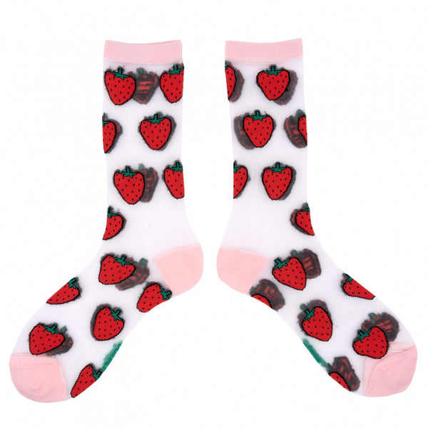 Chaussettes Transparentes Fraises